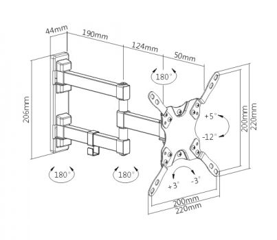 BRATECK επιτοίχια βάση διπλού βραχίονα LDA21-223 για μόνιτορ 13-42
