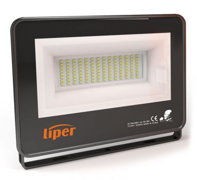 LIPER LED προβολέας LPFL-100BS01 100W, 4000K, 8000lm, IP66, 220V, μαύρος - Lighting
