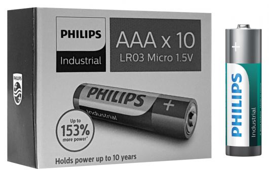PHILIPS Industrial αλκαλικές μπαταρίες LR03I10C/10, AAA LR03 1.5V, 10τμχ - Alkaline / Rechargeable batteries