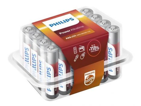 PHILIPS Power αλκαλικές μπαταρίες LR03P24P/10, AAA LR03 1.5V, 24τμχ - Alkaline / Rechargeable batteries