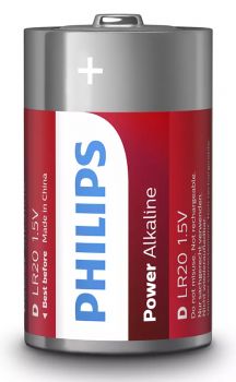 PHILIPS Power αλκαλικές μπαταρίες LR20P2B/10, Mono D LR20 1.5V, 2τμχ - Alkaline / Rechargeable batteries