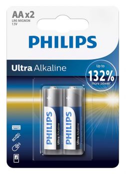 PHILIPS Ultra αλκαλικές μπαταρίες LR6E2B/10, AA LR6 1.5V, 2τμχ - Alkaline / Rechargeable batteries