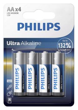 PHILIPS Ultra αλκαλικές μπαταρίες LR6E4B/10, AA LR6 1.5V, 4τμχ - Alkaline / Rechargeable batteries