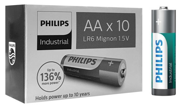 PHILIPS Industrial αλκαλικές μπαταρίες LR6I10C/10, AA LR6 1.5V, 10τμχ - Alkaline / Rechargeable batteries