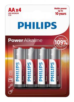 PHILIPS Power αλκαλικές μπαταρίες LR6P4B/10, AA LR6 1.5V, 4τμχ - Alkaline / Rechargeable batteries