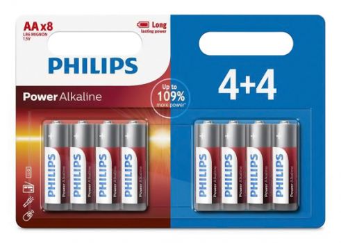 PHILIPS Power αλκαλικές μπαταρίες LR6P8BP/10, AA LR6 1.5V, 8τμχ - Alkaline / Rechargeable batteries