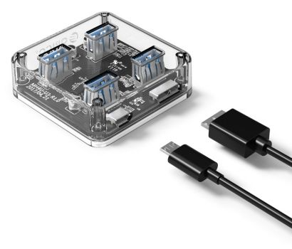 ORICO USB hub MH4U-U3, 4x USB, 5Gbps, διάφανο - Περιφερειακά PC