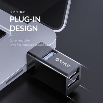 ORICO mini USB Hub MINI-U32, 1x USB 3.0, 2x USB 2.0, μαύρο - Περιφερειακά PC