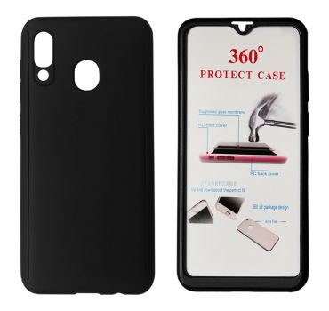 POWERTECH Θήκη Body 360° με Tempered Glass για Samsung A20, μαύρη - Mobile cases