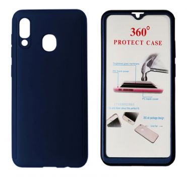 POWERTECH Θήκη Body 360° με Tempered Glass για Samsung A20, μπλε - Mobile cases