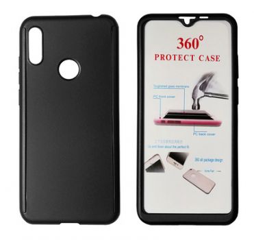 POWERTECH Θήκη Body 360° με Tempered Glass για Huawei Y6/Pro 2019, μαύρη - Mobile cases