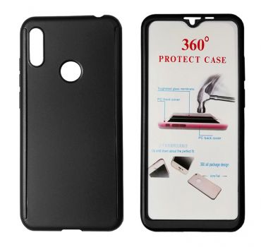 POWERTECH Θήκη Body 360° με Tempered Glass για Huawei Y6/Pro 2019, μαύρη - Mobile cases