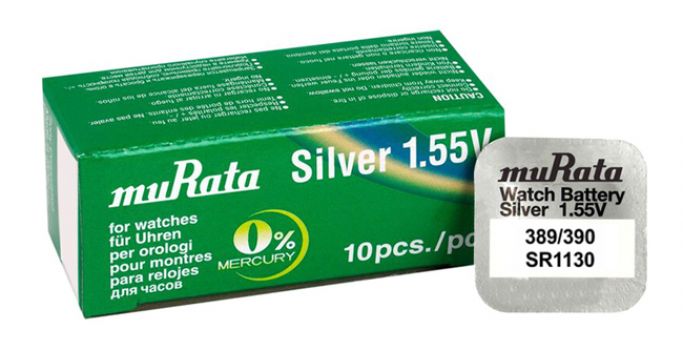 MURATA μπαταρία Silver Oxide για ρολόγια SR1130, 1.55V, No389/390, 10τμχ - Alkaline / Rechargeable batteries