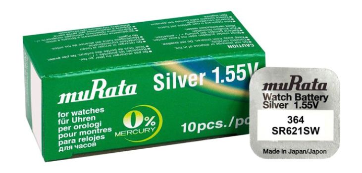 MURATA μπαταρία Silver Oxide για ρολόγια SR621SW, 1.55V, No 364, 10τμχ - Alkaline / Rechargeable batteries