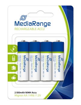 MEDIARANGE επαναφορτιζόμενες μπαταρίες Mignon AA HR6, 2100mAh, 4τμχ - Alkaline / Rechargeable batteries