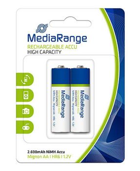 MEDIARANGE επαναφορτιζόμενες μπαταρίες Mignon AA HR6, 2600mAh, 2τμχ - Alkaline / Rechargeable batteries