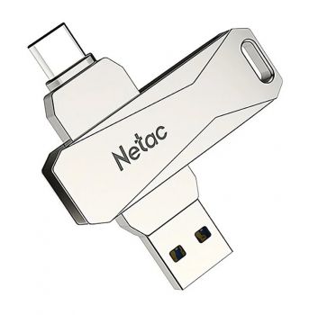 NETAC USB Flash Drive U782C, 64GB, USB 3.0 & USB Type-C, OTG, ασημί - Περιφερειακά PC