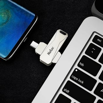 NETAC USB Flash Drive U782C, 128GB, USB 3.0 & USB Type-C, OTG, ασημί - Περιφερειακά PC