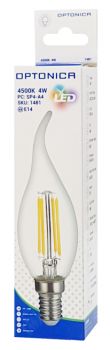 OPTONICA LED λάμπα Candle C35T Filament 1481, 4W, 4500K, E14, 400lm - Lighting