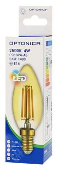 OPTONICA LED λάμπα Candle C35 Filament 1490, 4W, 2500K, E14, 400lm - Lighting