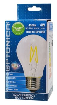 OPTONICA LED λάμπα A60 Filament 1858, 4W, 4500K, E27, 400lm - Lighting