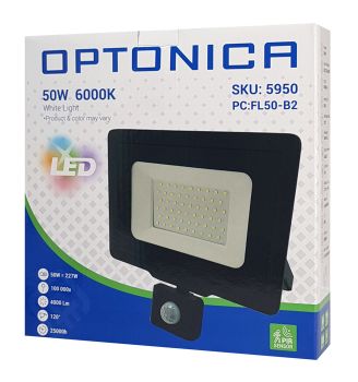 OPTONICA LED προβολέας 5950, με αισθητήρα κίνησης, 50W, 6000K, IP65 - Lighting