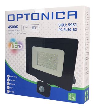 OPTONICA LED προβολέας 5951, με αισθητήρα κίνησης, 50W, 4500K, IP65 - Lighting