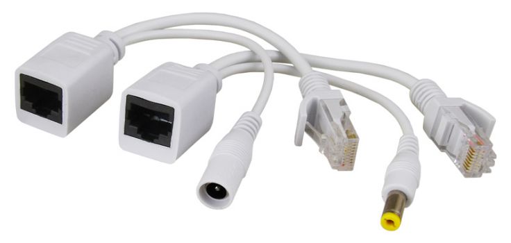 PULSAR σετ μετατροπείς PoE τύπου RJ45 και 2.1/5.5 P-POE1, λευκό - Security systems