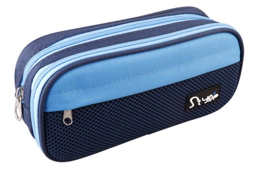 MP υφασμάτινη κασετίνα PA1022-01, 3 θέσεων, μπλε - Office Supplies