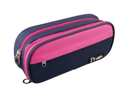 MP υφασμάτινη κασετίνα PA1022-03, 3 θέσεων, μπλε-ροζ - Office Supplies