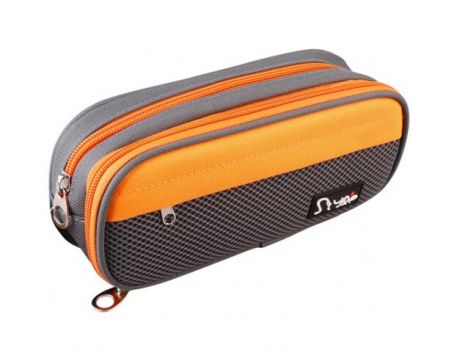 MP υφασμάτινη κασετίνα PA1022-05, 3 θέσεων, γκρι-πορτοκαλί - Office Supplies