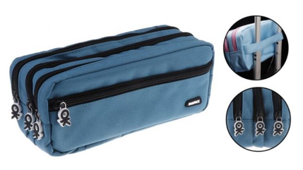 MP υφασμάτινη κασετίνα PA1026-08, 4 θέσεων, μπλε - Office Supplies