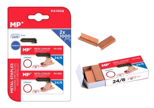 MP ανταλλακτικά συρραπτικού 24/6 PA140Q, copper plated, 2x 1000τμχ - Office Supplies