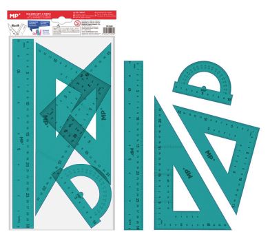 MP σετ χάρακες PA144C, διάφανο πλαστικό, 4τμχ, πράσινο - Office Supplies