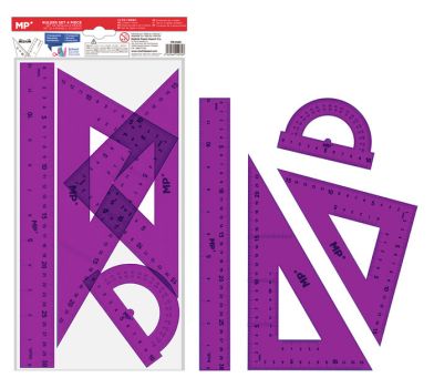 MP σετ χάρακες PA144C, διάφανο πλαστικό, 4τμχ, μωβ - Office Supplies