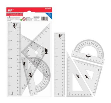 MP σετ χάρακες PA144P, πλαστικό, 4τμχ, διάφανο - Office Supplies