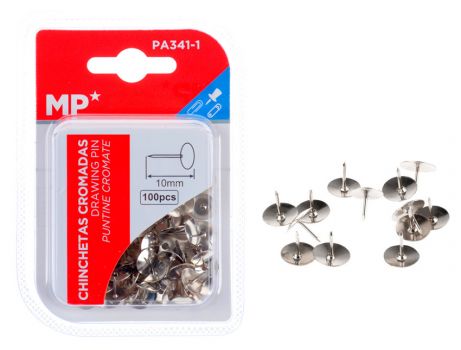 MP μεταλλικές πινέζες 10mm PA341-1, 100τμχ, ασημί - Office Supplies