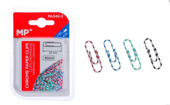 MP πλαστικοποιημένοι συνδετήρες PA342-2, 28mm, 80τμχ, χρωματιστοί - Office Supplies