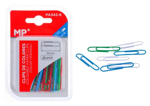 MP πλαστικοποιημένοι συνδετήρες PA342-6, 50mm, 25τμχ, χρωματιστοί - Office Supplies