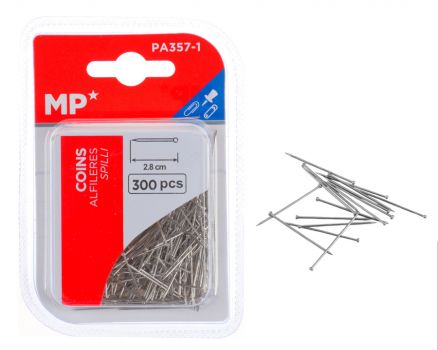 MP μεταλλικές καρφίτσες PA357-1, 2.8cm, 300τμχ - Office Supplies