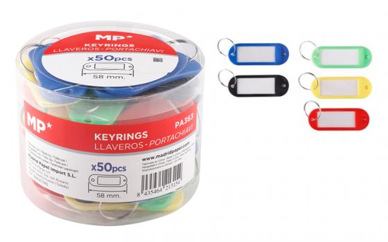 MP μπρελόκ κλειδιών με ετικέτα PA363, 20x58mm, διάφορα χρώματα, 50τμχ - Office Supplies