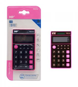 MP αριθμομηχανή τσέπης PE018, ηλιακό & μπαταρίες, 8 ψηφία, ροζ - Office Supplies