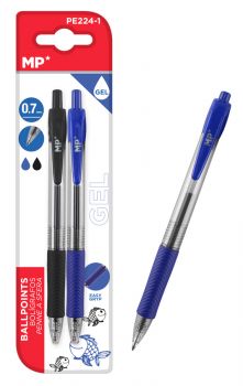MP στυλό διαρκείας gel PE224-1, 0.7mm, μπλε & μαύρο, 2τμχ - Office Supplies