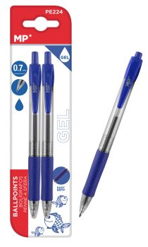 MP στυλό διαρκείας gel PE224, 0.7mm, μπλε, 2τμχ - Office Supplies