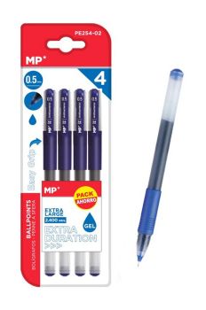 MP στυλό διαρκείας gel PE254-02, 0.5mm, μπλε, 4τμχ - Office Supplies