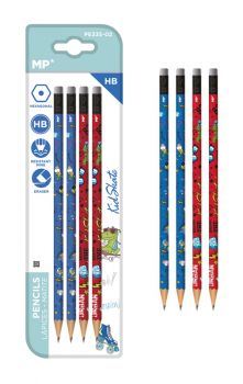 MP ξύλινο μολύβι Kid Skate PE335-02 με γόμα, εξάγωνο, HB, 4τμχ - Office Supplies