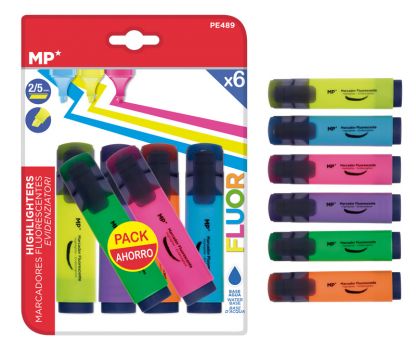 MP μαρκαδόρος υπογράμμισης PE489, πάχος μύτης 2-5mm, 6 χρώματα - Office Supplies