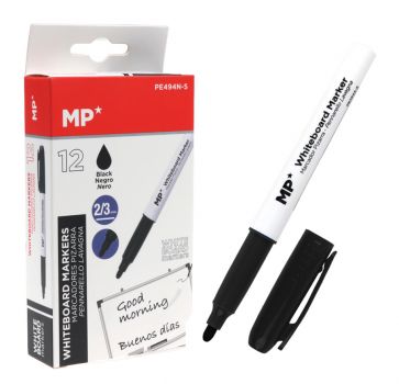 MP Μαρκαδόρος ασπροπίνακα PE494N-S, πάχος μύτης 2-3mm, μαύρος, 12τμχ - Office Supplies