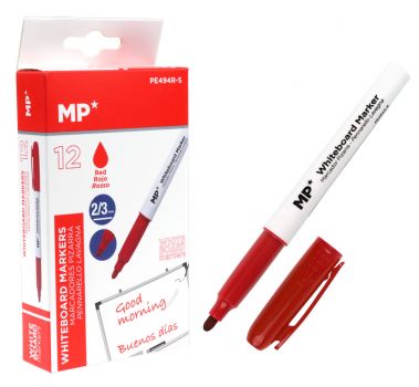 MP Μαρκαδόρος ασπροπίνακα PE494R-S, πάχος μύτης 2-3mm, κόκκινος, 12τμχ - Office Supplies