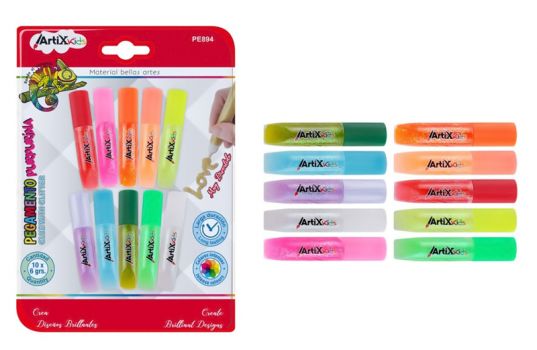 ARTIXKIDS σετ χρωματιστές κόλλες με glitter PE894, 10τμχ - Office Supplies